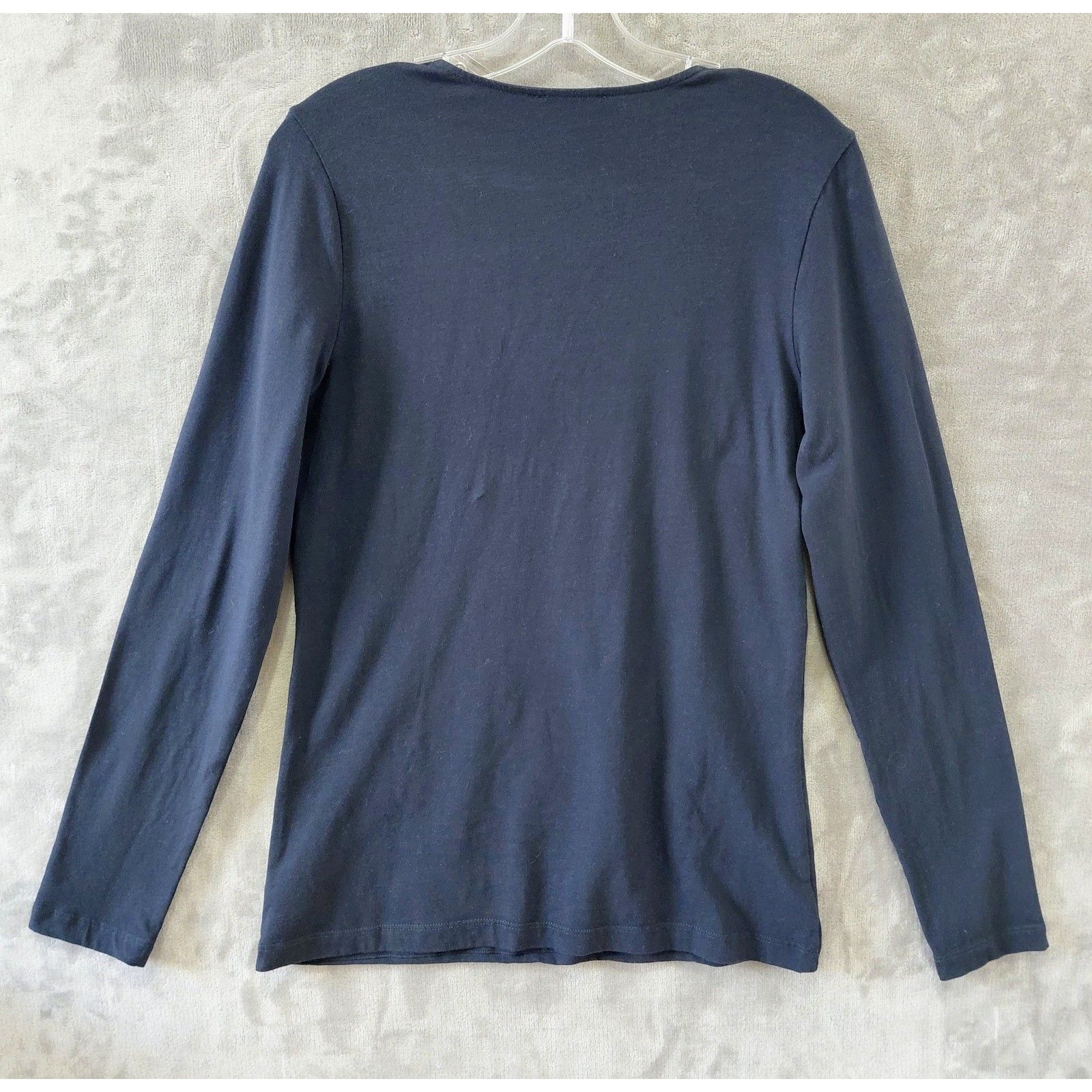 Standard James Perse Deep V-Neck Stretch Top Women's 4 (Xl) Navy Long Sleeve — image 3 of 8